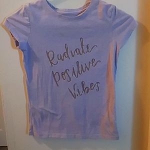 Cat&Jack tee shirt, lavender,with silver words.